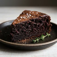 Chocolate Fudge Cake Slice, Custard & Crumble