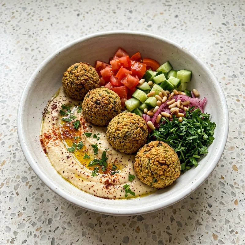 Bowl de Falafel e Húmus, Oliveira & Grão