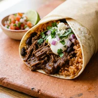 Red Chile Beef Burrito, Los Hermanos Birria