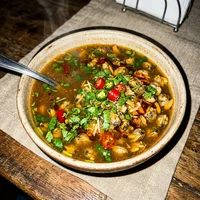 Caldo de mejillones al ajillo, Caldos de Caleta