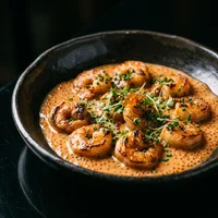 Gambas en salsa de huevas, Bambú Dim Sum