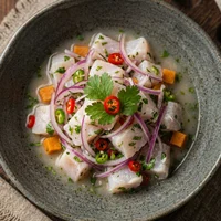 Ceviche vom Steinbutt, Perlmutt