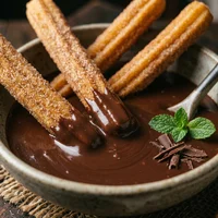 Churros with Oaxacan Chocolate, Maíz Azul