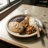 Scholle mit Kartoffelsalat, Kombüse Mittagstisch