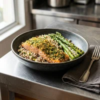 Saumon, légumes verts, Les Assiettes Légères