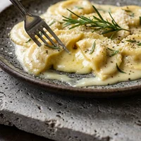 Raviolis à la fonduta, Grotto del Ticino
