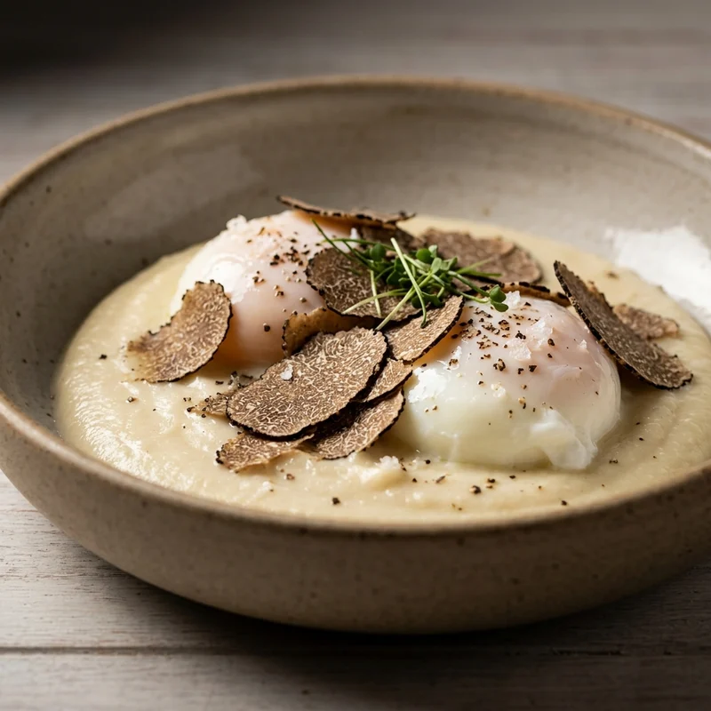 Ovos Benedict com trufa, Mesa Posta