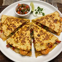 Shrimp Quesadilla, Baja Surf Tacos