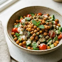 Kichererbsensalat mit Ei, Blattwerk