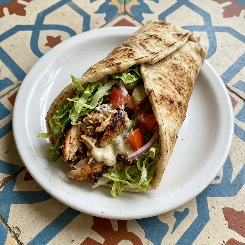 Shawarma de frango com toum, Casa Síria