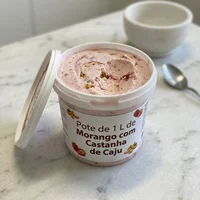 Litro de fresa y anacardo, Hoja Fresca Helados Veganos