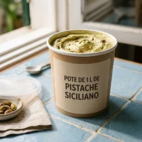 Litro de pistacho de Sicilia, Gelatería Bella Nieve