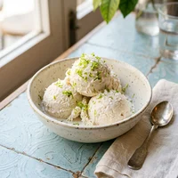 Copa de coco con lima, Hoja Fresca Helados Veganos