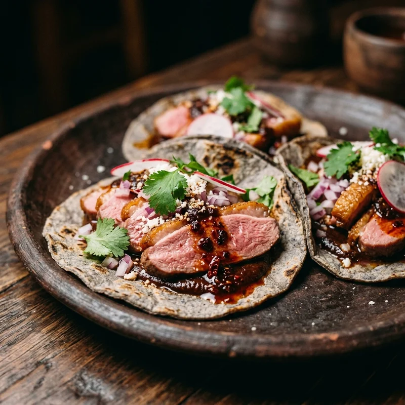Duck Carnitas Tacos, La Luna Cocina