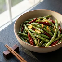 Judías verdes secas al wok, Casa Sichuan