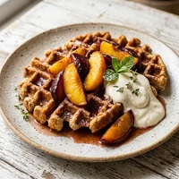 Levain-Waffel mit Ofenobst, Sauerteig & Söhne